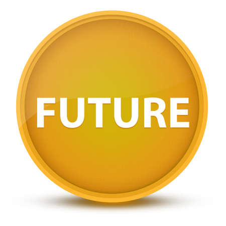 Future luxurious glossy yellow round button abstract illustrationの写真素材