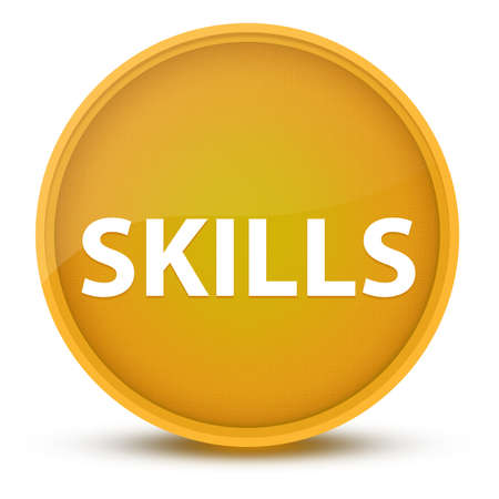 Skills luxurious glossy yellow round button abstract illustrationの写真素材