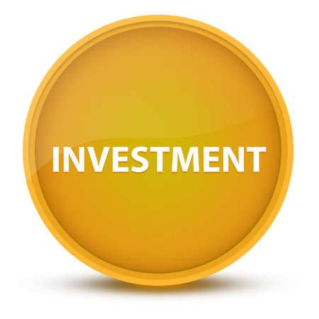 Investment luxurious glossy yellow round button abstract illustrationの写真素材