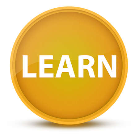 Learn luxurious glossy yellow round button abstract illustrationの写真素材