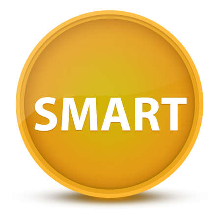 Smart luxurious glossy yellow round button abstract illustrationの写真素材