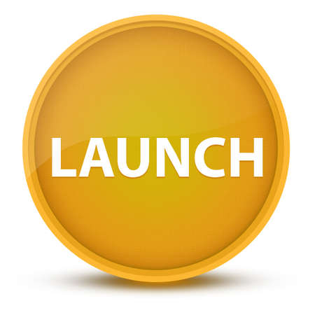 Launch luxurious glossy yellow round button abstract illustrationの写真素材