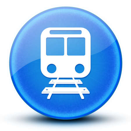 Train eyeball glossy blue round button abstract illustrationの写真素材