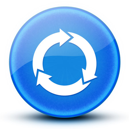 Three circle arrows eyeball glossy elegant blue round button abstract illustrationの写真素材