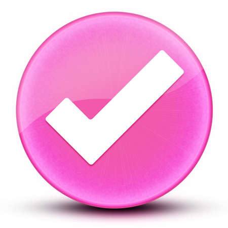 Checkmark eyeball glossy pink round button abstract illustrationの写真素材