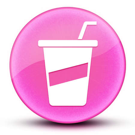 Soda eyeball glossy pink round button abstract illustrationの写真素材