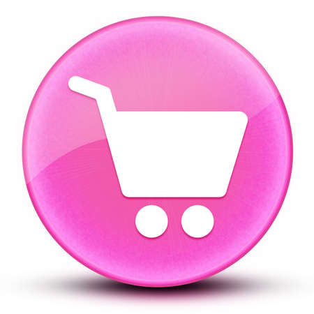 Shopping cart eyeball glossy elegant pink round button abstract illustrationの写真素材