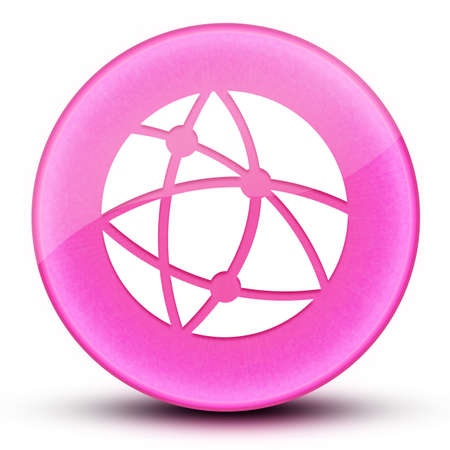 Global technology or social network eyeball glossy elegant pink round button abstract illustrationの写真素材