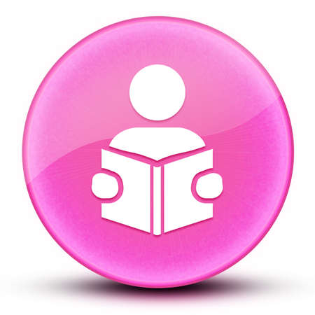 Reading learning with book eyeball glossy elegant pink round button abstract illustrationの写真素材