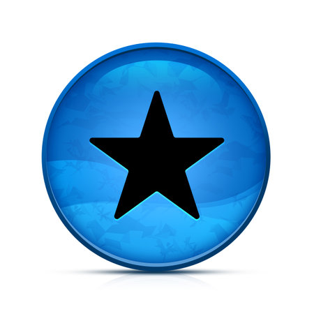 Star icon on classy splash blue round buttonの写真素材