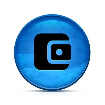 Account balance wallet icon on classy splash blue round buttonの写真素材