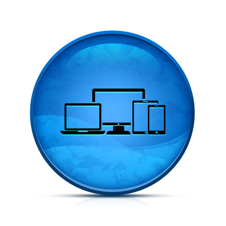 Digital smart devices icon on classy splash blue round buttonの写真素材