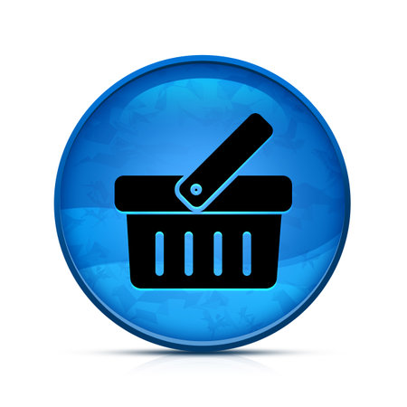 Shopping cart icon on classy splash blue round buttonの写真素材