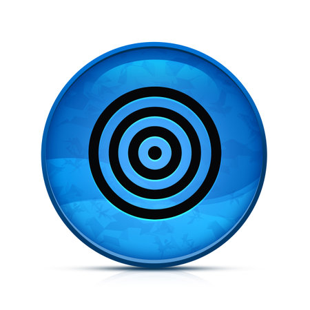 Target icon on classy splash blue round buttonの写真素材