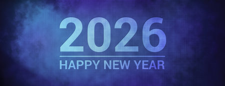 2026 Happy new isolated on fabric blue banner background abstract illustration