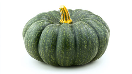 Studio shot of a green pumpkin, crisp focus on texture and color, clean white backgroundの素材