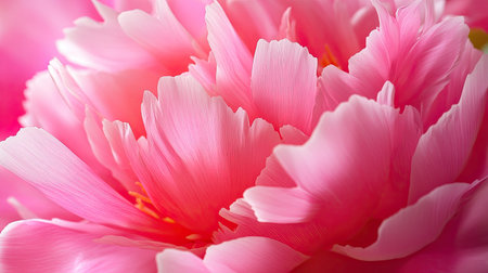 A stunning close-up of a bright pink peony in full bloom, with layers of delicate, soft petals.の素材