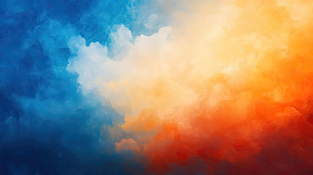 A gradient of vibrant hues blending from deep blues to fiery oranges, creating an abstract sky-like background.の素材