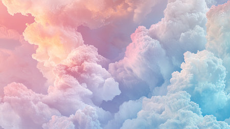 A seamless blend of pastel hues forming an abstract cloud-like pattern, soft and ethereal, floating in space.の素材