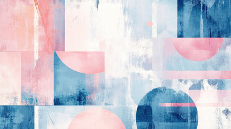 A combination of abstract pastel hues with geometric shapes, blending soft tones into a unique, dreamy background.の素材