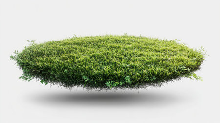 Fresh green field patch floating on transparent background, suitable for photo manipulation, banners, or web designの素材