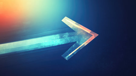 This abstract image features a vibrant arrow symbolizing direction and movement, perfect for any project needing modern and creative visuals to express progress.の素材