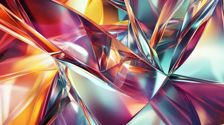 Kaleidoscopic fractal patterns in glowing multicolor tones, flowing in endless symmetry and digital motionの素材