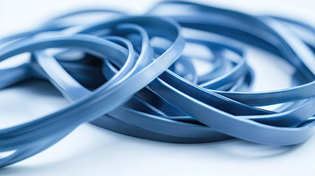 Zip ties twisted into abstract shapes on a white background, suggesting versatility and creativity in usageの素材