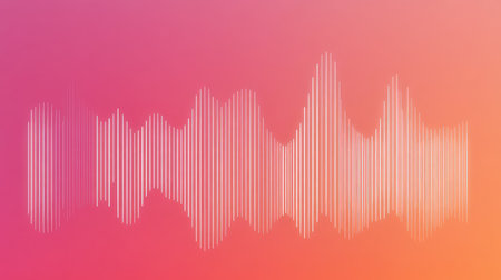 Simplistic audio wave pattern in sharp white lines across a smooth gradient background, conveying clean sound qualityの素材