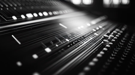 Minimalist audio waveform in white lines on a dark background, symbolizing clarity and precision in sound editingの素材