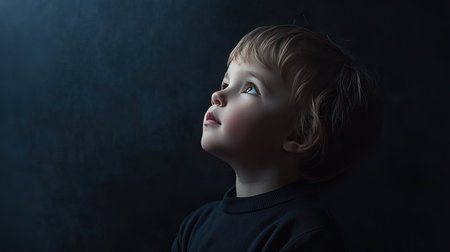 Flat black backdrop with soft lighting at the edges to create a vignette effect, perfect for visual focus and simplicityの素材