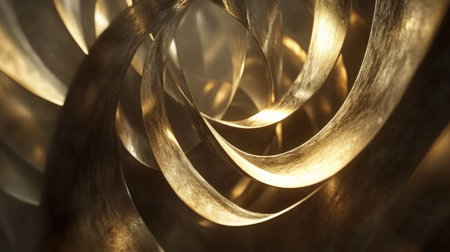 Abstract background of interconnected brass clock gears in motion, with soft lighting and subtle mechanical shadows, evoking a sense of timeless precisionの素材