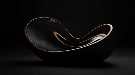 Abstract black background with organic curves and subtle D shadows for high-end branding visualsの素材