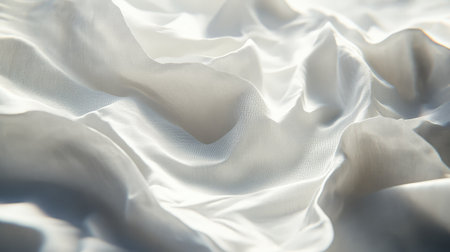 A close-up of a soft, textured fabric surface with delicate folds and shadows.の素材