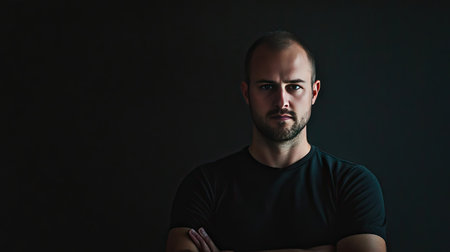 Flat black backdrop with soft lighting at the edges to create a vignette effect, perfect for visual focus and simplicityの素材