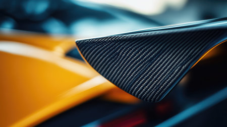 Abstract macro photo of a carbon fiber texture on a spoiler wing, with depth of field focusing on material detailの素材