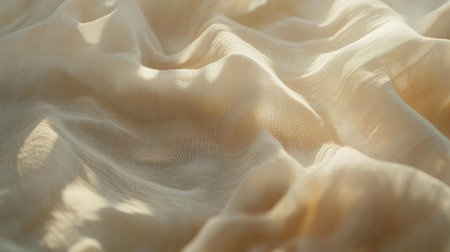A close-up of a soft, textured fabric surface with delicate folds and shadows.の素材