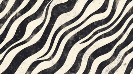 A dynamic, modern print background with bold, wavy textures in a monochrome palette.の素材