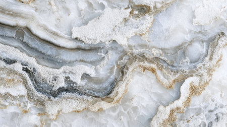 A sleek marble-textured background with soft veining in neutral gray and white tones.の素材