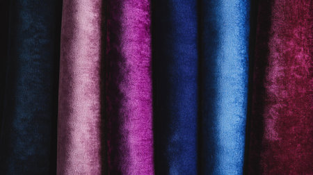 A luxurious soft-touch velvet texture in deep jewel tones, perfect for stylish backgrounds.の素材