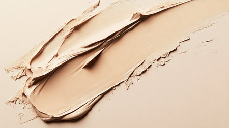 Soft, smooth texture of foundation smeared on a plain background, reflecting pure color and coverageの素材