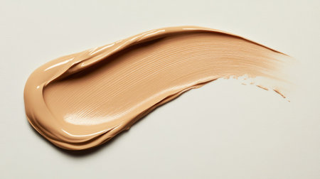 Soft, smooth texture of foundation smeared on a plain background, reflecting pure color and coverageの素材