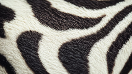 Detailed macro of zebra skin pattern with soft fur texture, emphasizing contrast, nature, and elegant animal designの素材