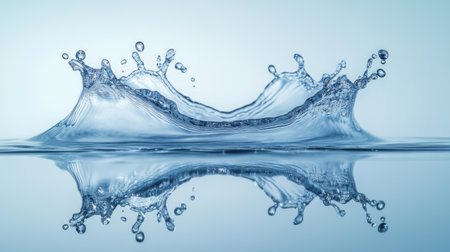 A high-speed capture of a water splash and its reflection creating a symmetrical pictureの素材
