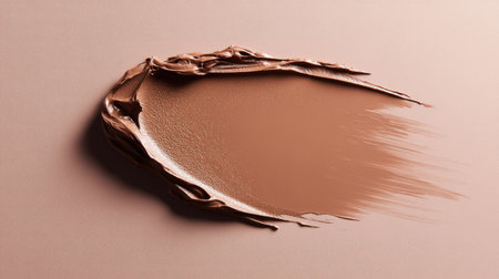 A dramatic stroke of creamy foundation smeared on a plain backdrop, reflecting softness and coverageの素材