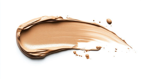 An isolated swipe of liquid foundation, perfect for a clean, editorial cosmetics pictureの素材