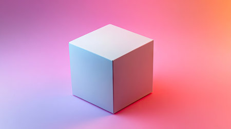 Plain small box standing on a colorful gradient background, highlighting its simple and clean designの素材