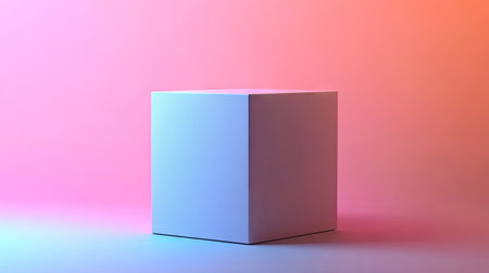 Plain small box standing on a colorful gradient background, highlighting its simple and clean designの素材