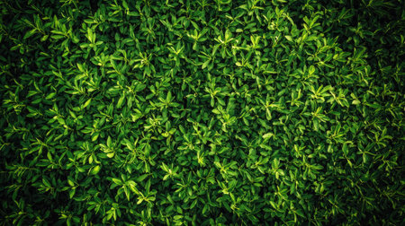 Top-down view of vivid green grass covering the ground uniformly, creating a clean and fresh natural backdropの素材