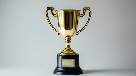 Trophy with engraved plaque visible, placed on a white background to highlight accomplishment and prestigeの素材
